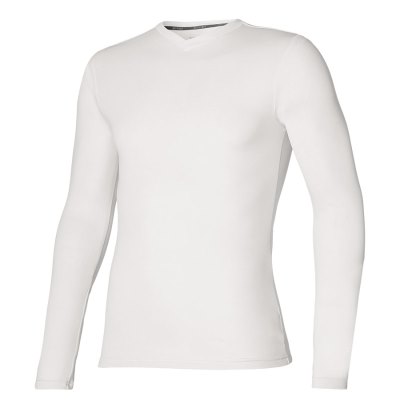 Manga Larga Mizuno BT Under V Neck Longsleeve Hombre - Blancos - Chile M584PKAQZU